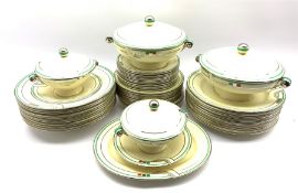 Art Deco Spode's 'Royal Jasmine' pattern dinner service for twelve persons, lacking one bowl