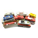 Toy vehicles including Gama O&K Faun K 100 tipper truck, MF 316 Deluxe Sedan, Minister Open Deluxe,