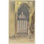 John W King (British fl.1893-1924): 'The Five Sisters Window York Minster', colour lithograph signed