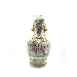 19th century Chinese Canton Famille Rose vase of baluster form, the exterior sides applied with gilt