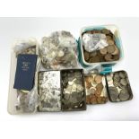 Great British and World coins including pre-decimal coinage, pennies, GB old large 5p and 10p coins,