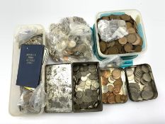 Great British and World coins including pre-decimal coinage, pennies, GB old large 5p and 10p coins,