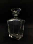 1920's Orrefors glass decanter, of tapered rectangular section with stylised flat cut stopper, sign