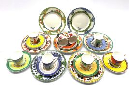 Set of eight Wedgwood limited edition Clarice Cliff design Coffee cans & plates comprising 'May Aven