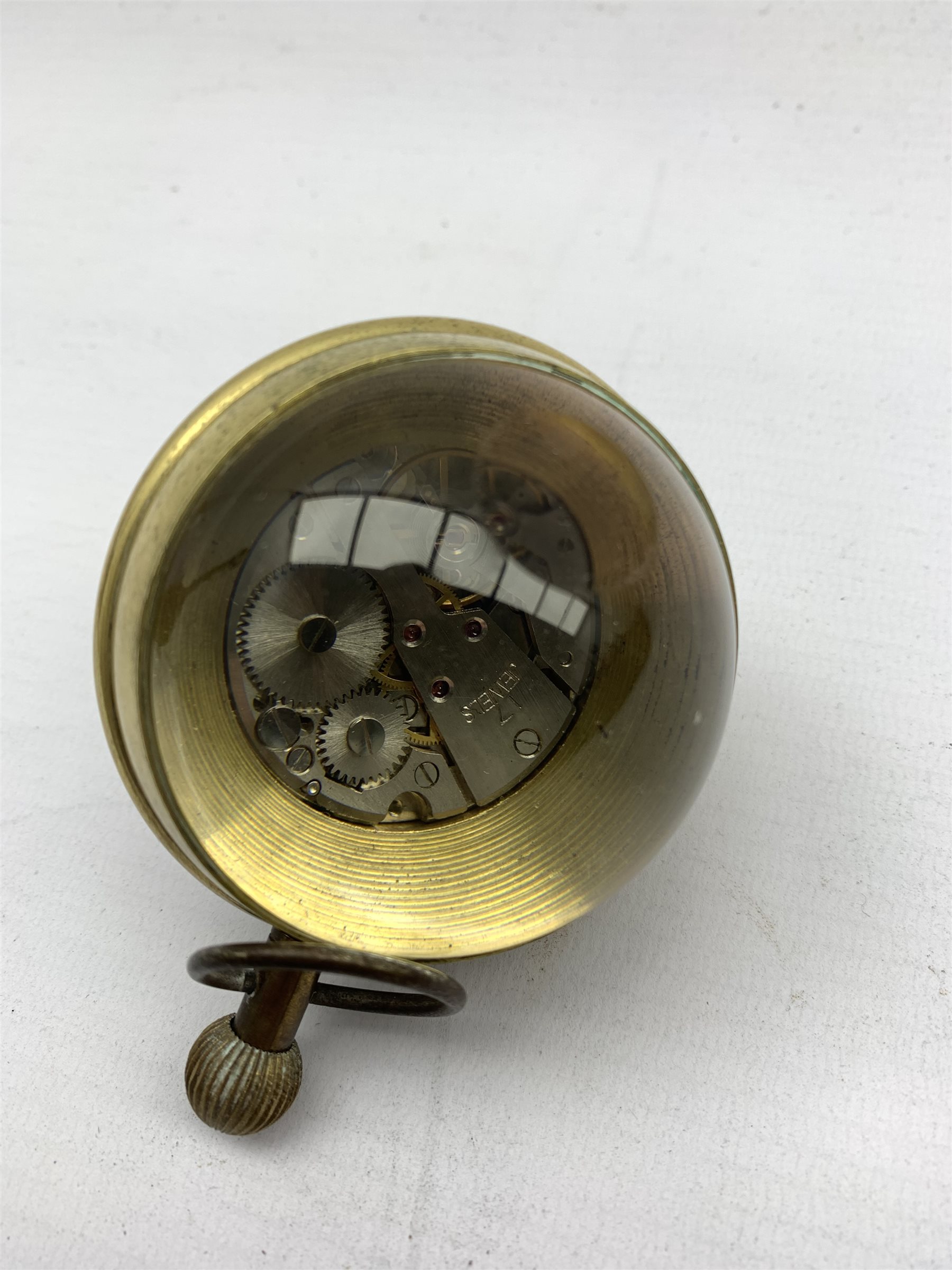 'Railway Regulator' brass ball desk clock, H9.5cm - Image 4 of 4