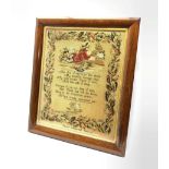 Early Victorian needlework and wool work sampler by Elizabeth Blinkhorn, Aged 12 years, Stand Nation