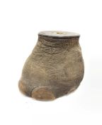 Taxidermy - Late 19th/Early 20th century elephants foot with mahogany top and brass handle H27cm