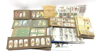Six albums of various cigarette cards and a box of loose cards etc