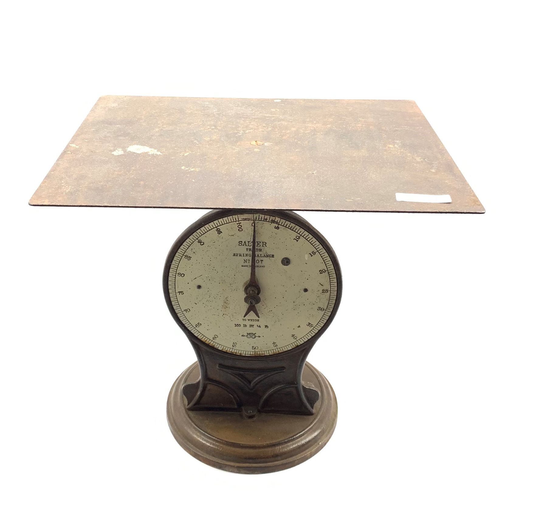 Salter spring balance cast iron trade scales, no.50T, to weigh 100lbs x 1/2lb, H45cm - Image 2 of 2