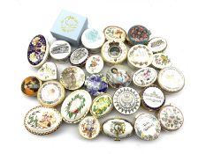 A collection of porcelain boxes to include a Herend heart shaped box, Royal Crown Derby Wild Rose &