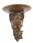 Late 19th century Black Forest wall bracket carved with an eagle and rabbit 32cm x 25cm