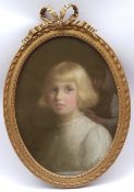Bell (Early 20th century): Portrait of a Young Girl, oval pastel indistinctly signed and dated 1916,