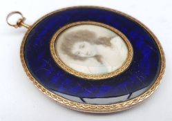 English School (19th century): Portrait of a Young Lady, watercolour and bodycolour miniature on ivo