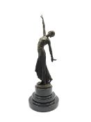 Art Deco style bronze figure of a dancer after 'Chiparus', H38cm overall