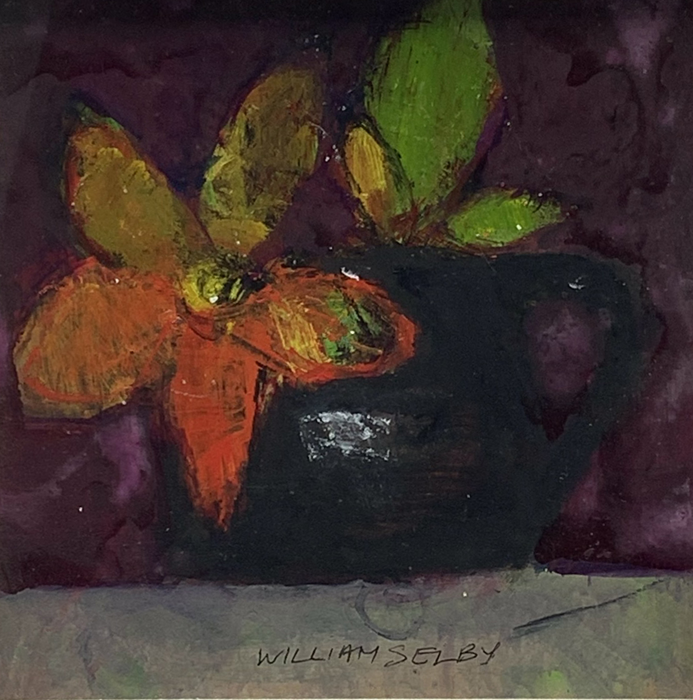 William Selby (British 1933-): Still Life with Black Mug, mixed media signed 18cm x 18cm