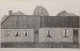 Mona Johansson (Swedish 1924-2010): Row of Houses, lithograph signed titled in Swedish dated 1974 an