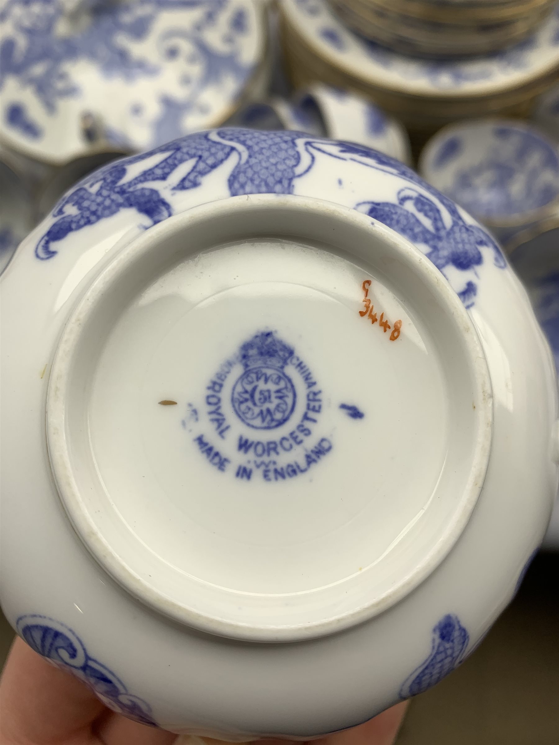 Royal Worcester Blue Dragon pattern dinner service comprising twelve dinner plates, twelve starter p - Image 2 of 3