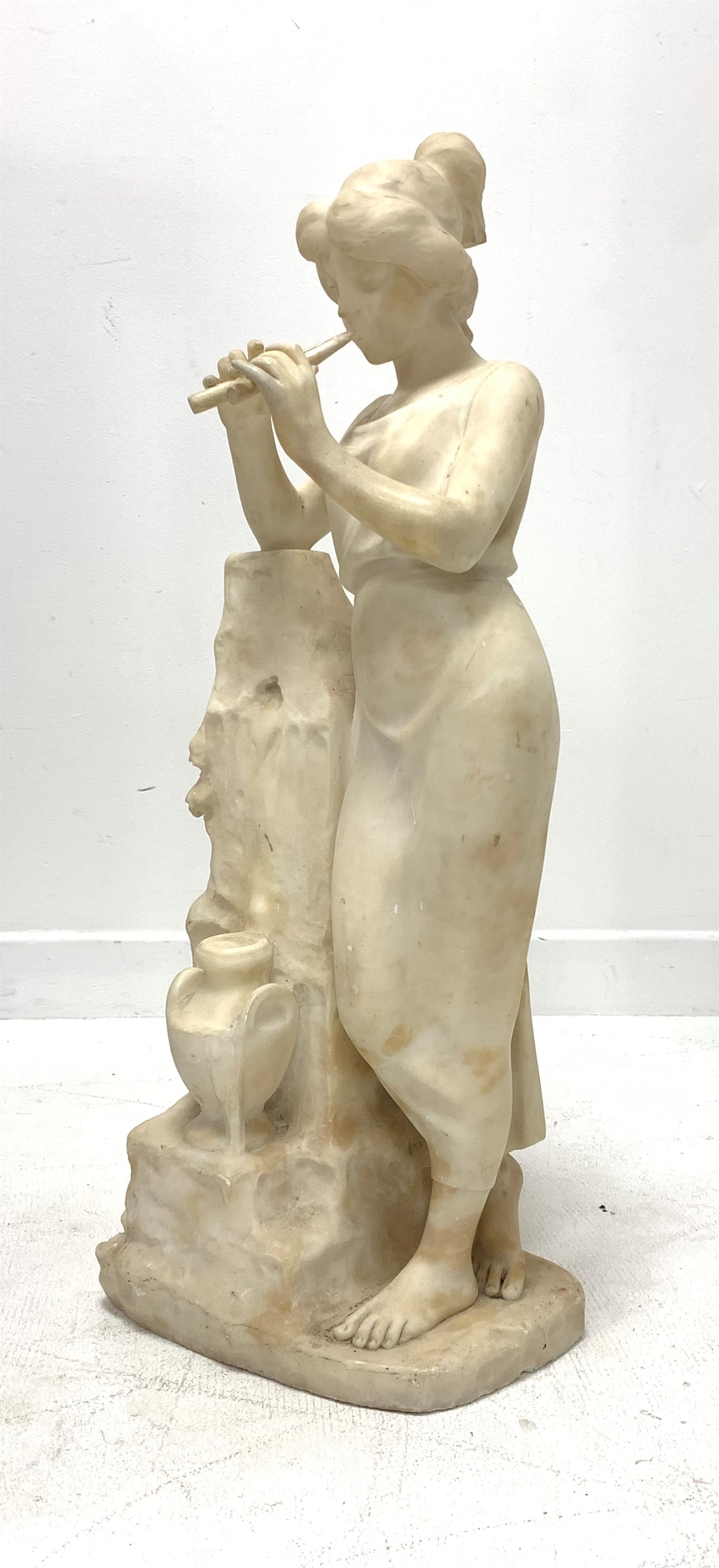Late 19th/ early 20th century Carrara marble of Euterpe, the Muse of Music, signed Carlo Pittaluga - Image 3 of 6