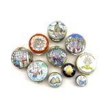 Collection of ten Crummles enamel pill boxes to include Year boxes 1989, 1991, 1993, 1994 and 1996,