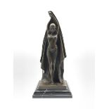 Art Deco style bronze figure modelled as a dancer holding draped fabric, after 'Chiparus', H35cm ove