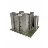 Sectional wooden model of a fort on a metal rimmed wooden base H39cm x W56cm x D56cm