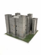 Sectional wooden model of a fort on a metal rimmed wooden base H39cm x W56cm x D56cm
