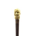Victorian rosewood walking cane with later ivorine finial in the form of a gentleman's head wearing