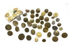 Collection of brass hunt buttons including set of eight by Pitt & Co with fox mask, five initialled