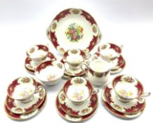 Shelley Duchess pattern tea set comprising six cups, saucer & tea plates, a sandwich plate, sugar bo