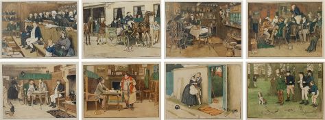 Cecil Aldin (British 1870-1935): 'Pictures from Pickwick', set eight chromolithographs 29cm x 39cm (