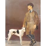 English School (19th/20th century): Suited Man and his Dog, overpainted photograph unsigned 36cm x 2