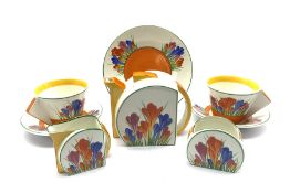 Wedgwood limited edition Clarice Cliff Design 'Tea For Two' comprising a 'Crocus' teapot, two teacup