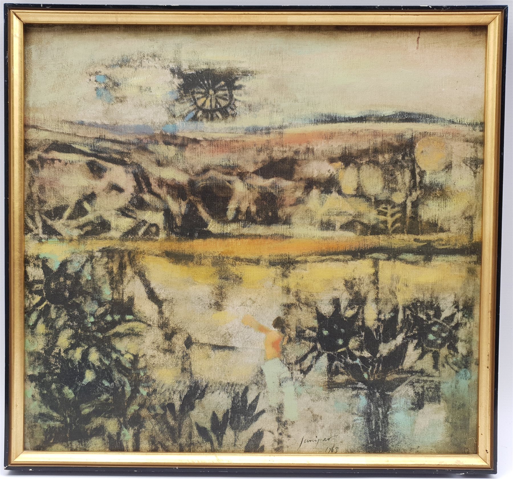 Robert Litchfield 'Bob' Juniper (Australian 1929-2012): Abstract Landscape, oil on canvas mounted on - Image 2 of 5