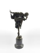 Art Deco style bronze figure modelled as a dancer with a three headed snake at her feet, H43cm overa