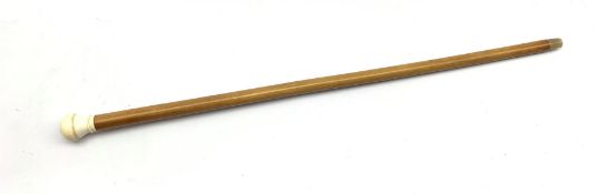 19th/ early 20th century Malacca walking cane, the ivory knop unscrewing to reveal an ivory & brass