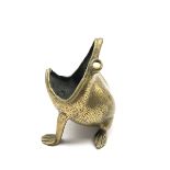 Early 20th century Indian brass ashtray formed as a frog modelled with its head tilted back and mout