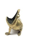 Early 20th century Indian brass ashtray formed as a frog modelled with its head tilted back and mout