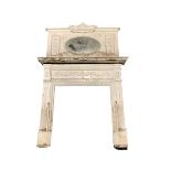 Early 20th century Georgian revival cast iron fire surround of classical design, the over mantel wi