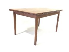 Mid 20th century Danish Teak extending dining table by Sejling Skabe, draw leaf to each end, raised