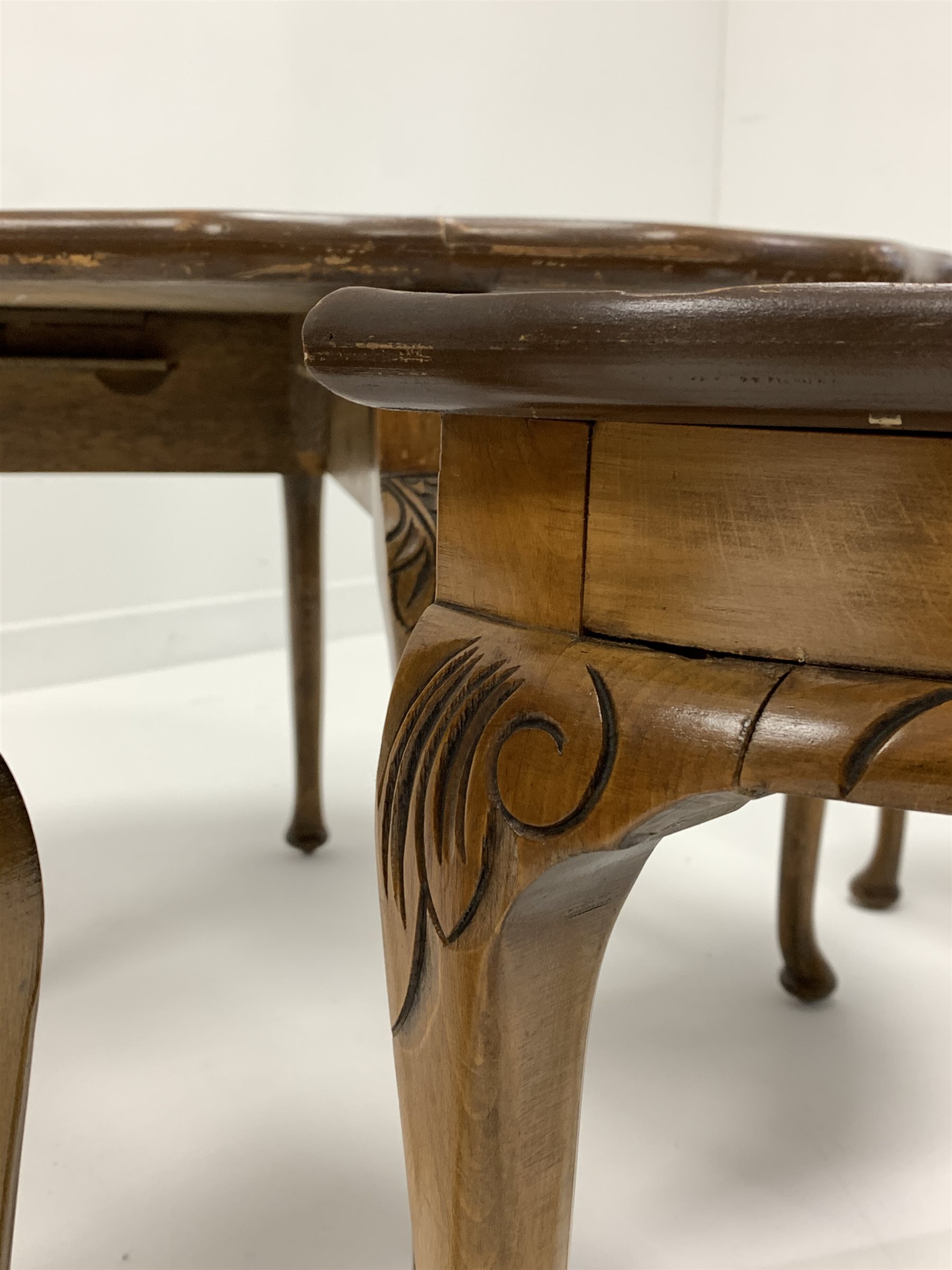 Early 20th century walnut nest of five tables, the larger circular table with pie crust top, and all - Image 4 of 4