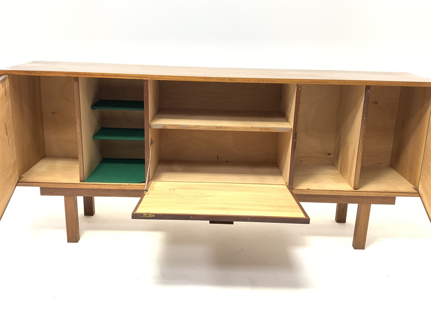 Rare Mid 20th century French hardwood sideboard, with fall front cupboard enclosing shelf, flanked b - Image 3 of 3