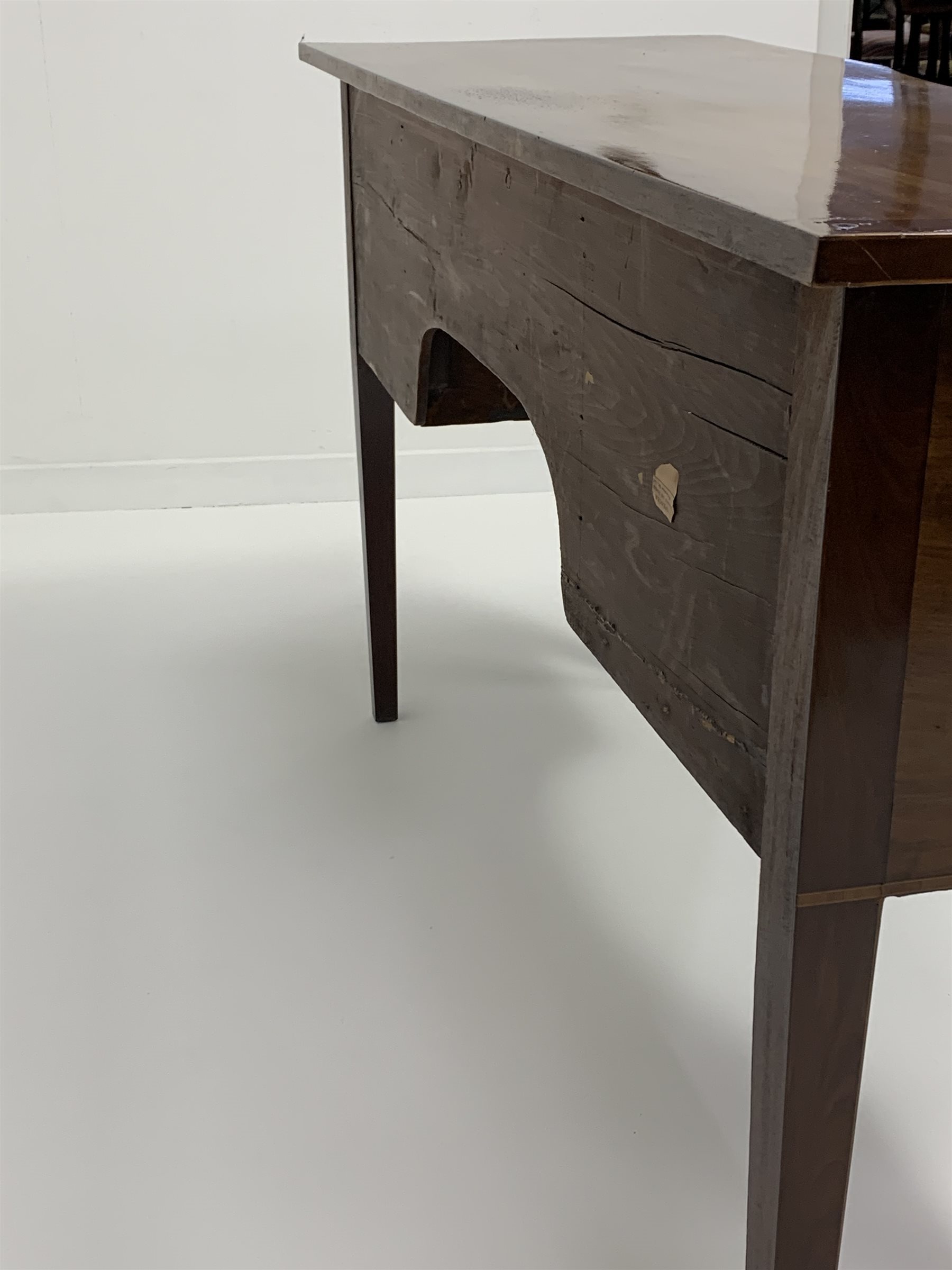 George III mahogany sideboard, rectangular top with break reverse bow front centre and drawer, two c - Image 3 of 3