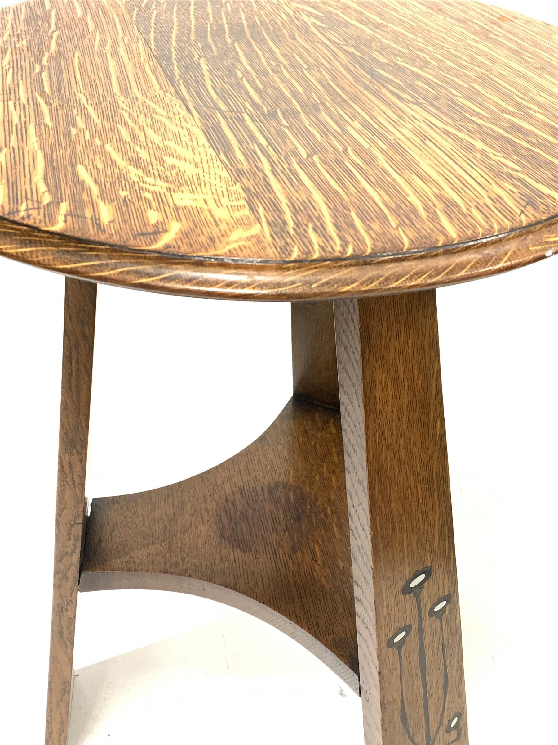 Arts & Crafts oak table by E.G. Punnett and retailed by Norman & Stacey - circular top with moulded - Image 3 of 4