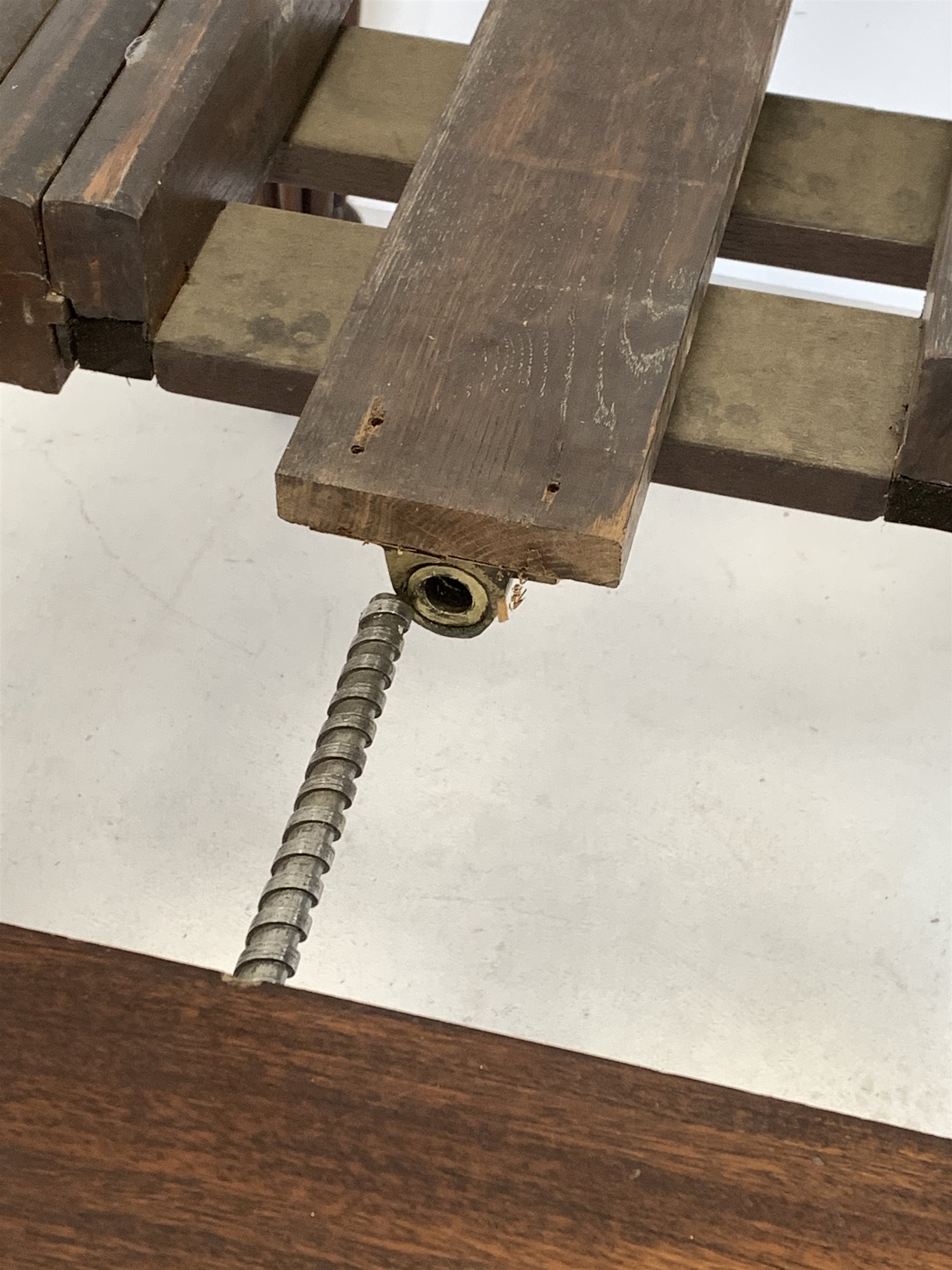 Late Victorian mahogany extending dining table, with 'D' shaped moulded ends and three additional le - Image 6 of 6