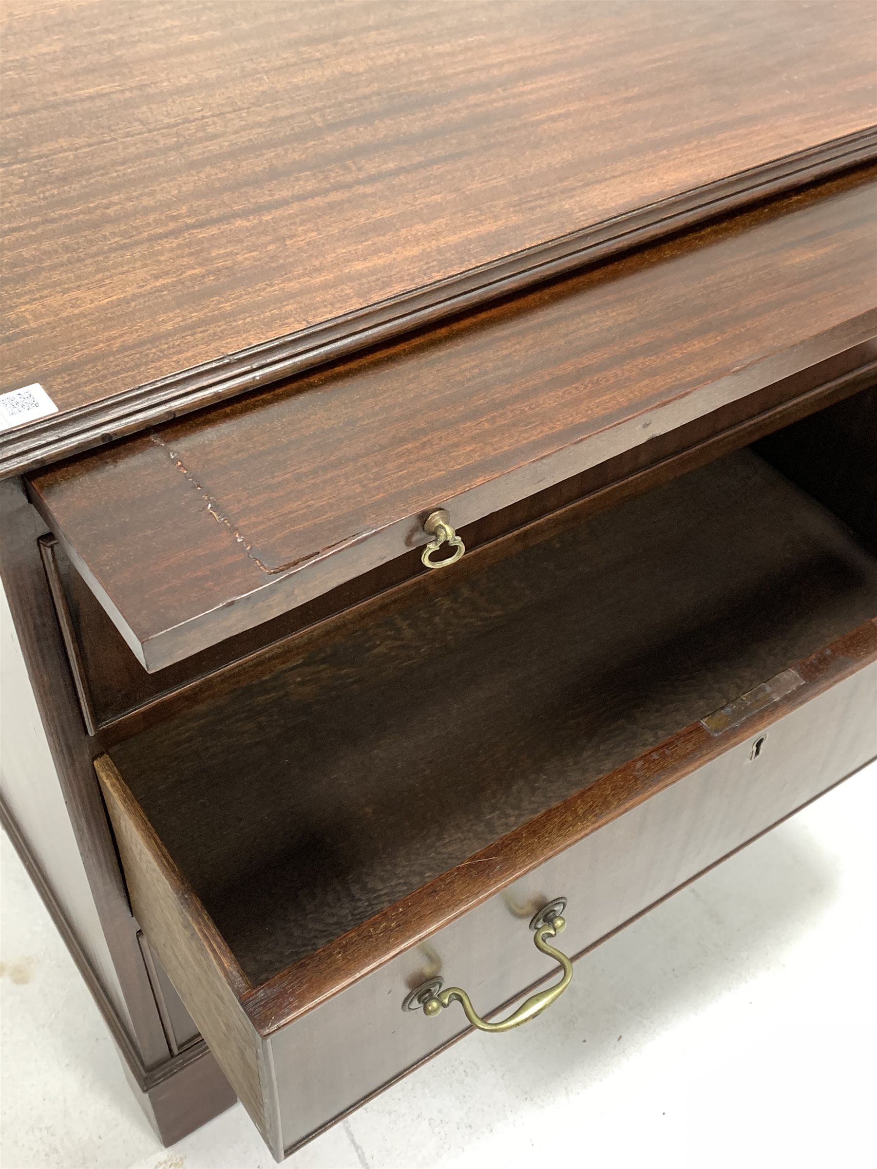 20th century George III style mahogany chest, the top with applied moulding over brushing slide and - Image 4 of 4