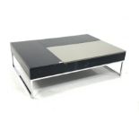 BoConcept Chiva functional coffee table, ebonised and glazed top hinged to reveal compartmental stor