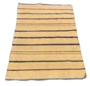 Flatweave yellow ground rug, decorated with lineal design