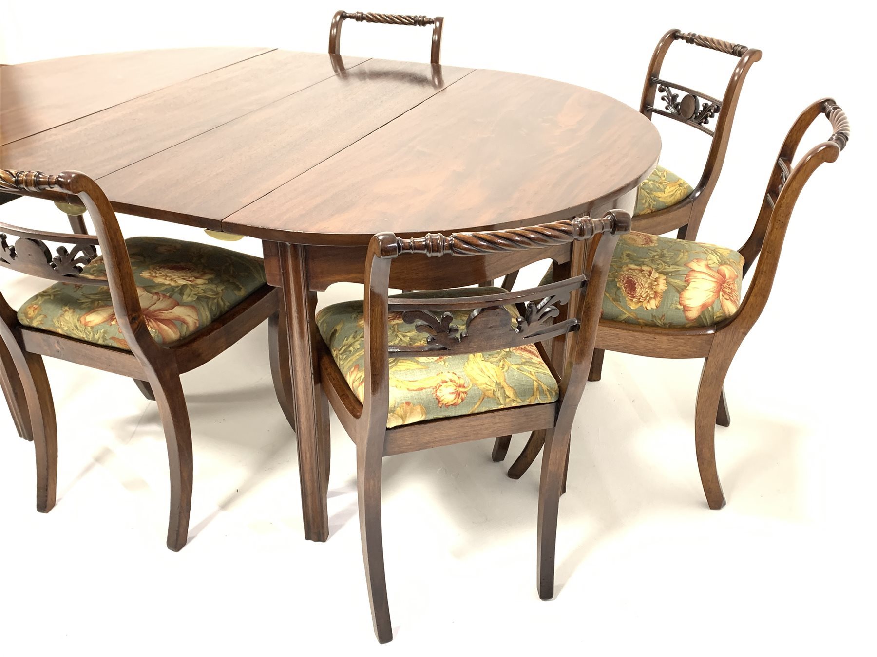 Regency mahogany dining table, with two extra leaves, raised on square chamfered supports, (190cm X - Image 2 of 3