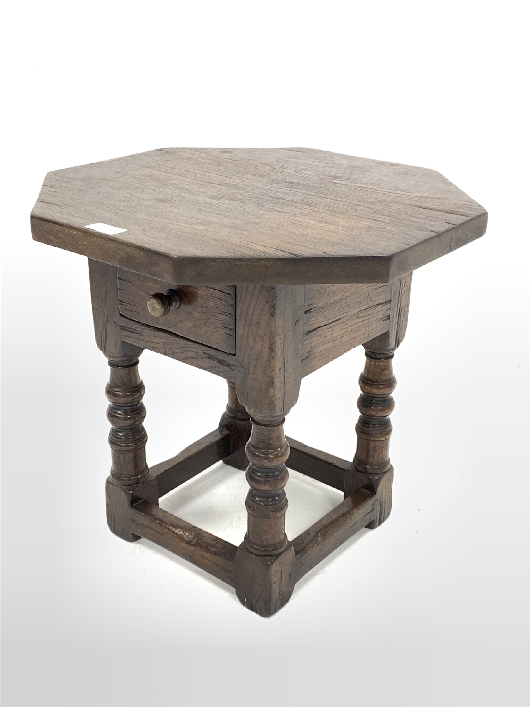 Titchmarsh and Goodwin octagonal occasional table, with single drawer, raised on turned and block s - Image 2 of 2