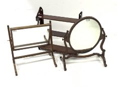 Mid 19th century toilet swing mirror, with original oval mirror raised on serpentine supports (W47cm